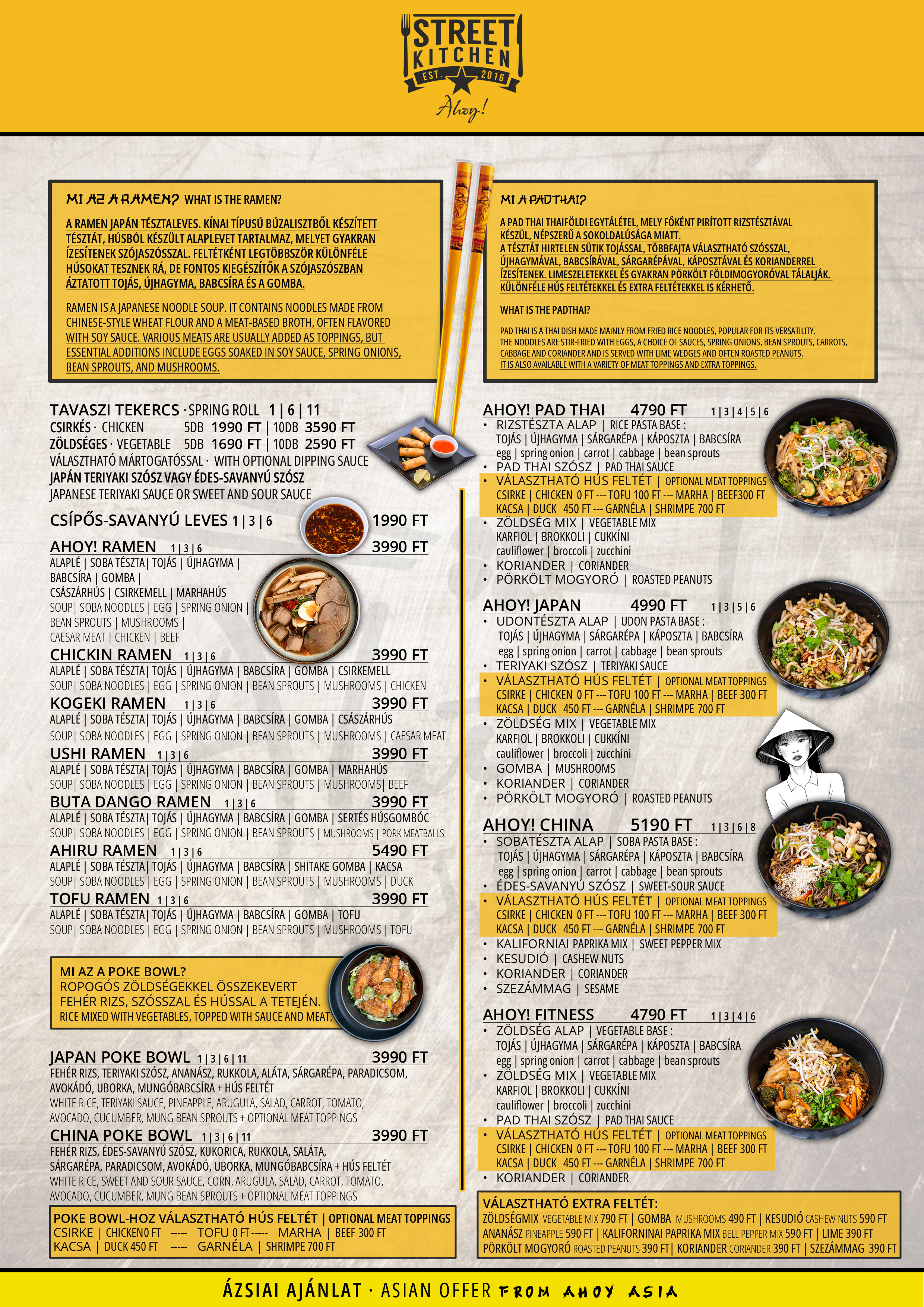 Ázsiai ajánlat étlap